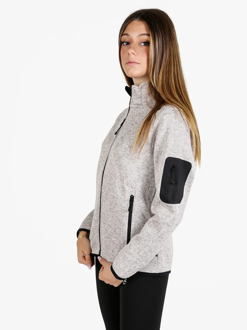 Felpa donna invernale con zip - beige