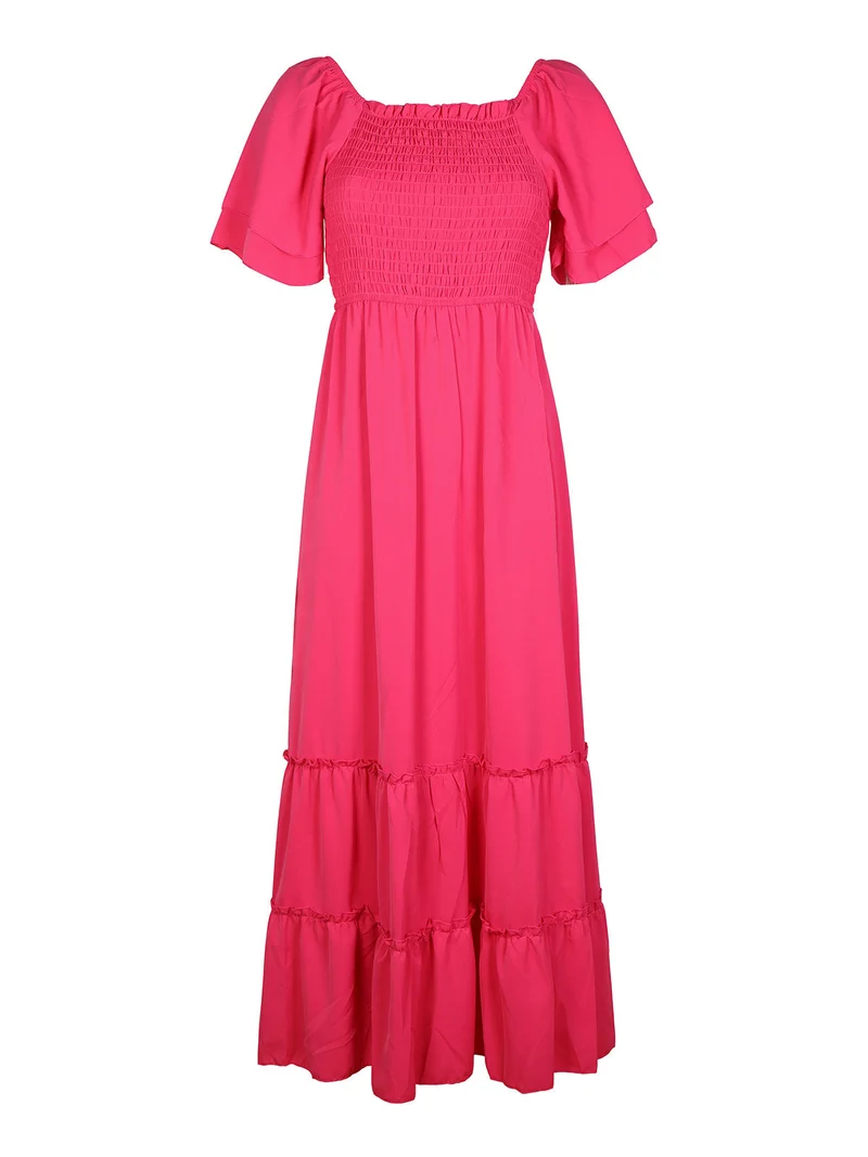 Abito lungo donna monocolore - fucsia