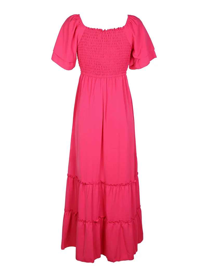 Abito lungo donna monocolore - fucsia