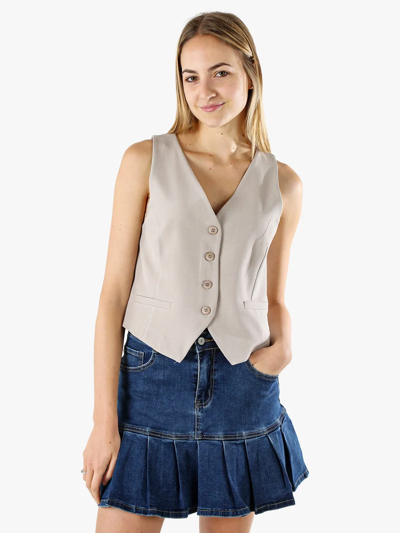 Gilet donna con bottoni - fango