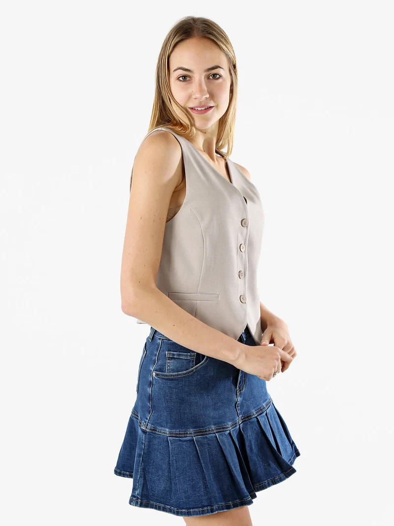 Gilet donna con bottoni - fango