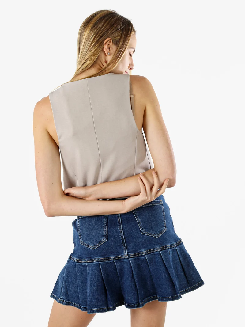 Gilet donna con bottoni - fango
