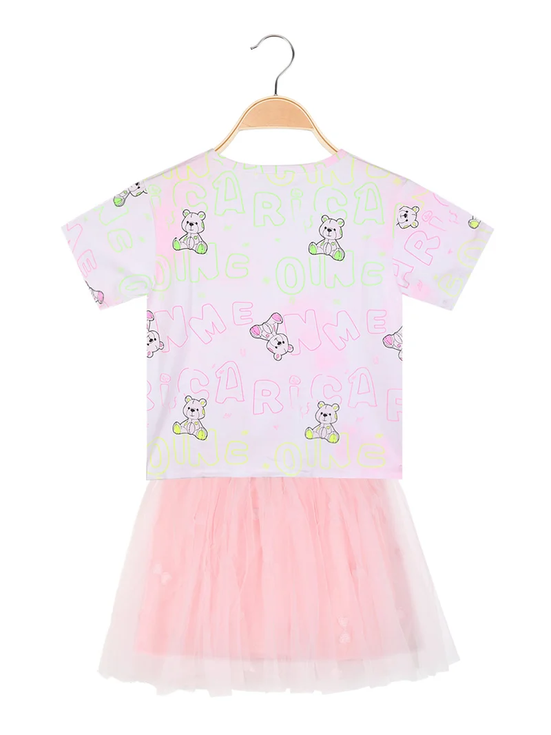 Completo da bambina gonna in tulle + t-shirt - rosa