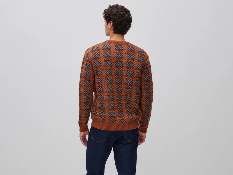 Tartan-Pullover aus Baumwoll-Woll-Mischung