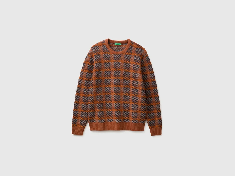 Tartan-Pullover aus Baumwoll-Woll-Mischung