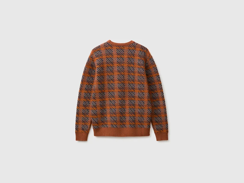 Tartan-Pullover aus Baumwoll-Woll-Mischung