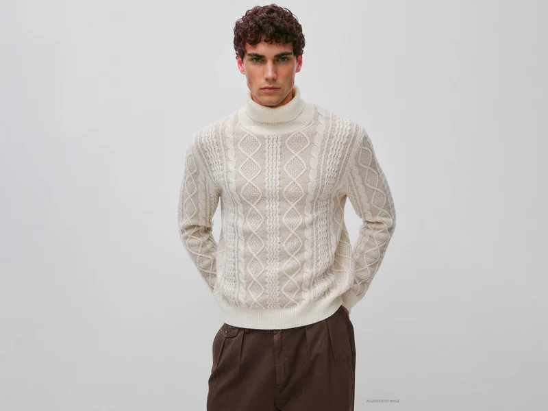 Rollkragenpullover aus einem Wollmischgewebe