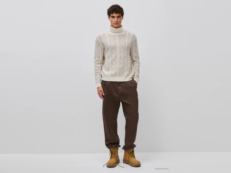 Rollkragenpullover aus einem Wollmischgewebe