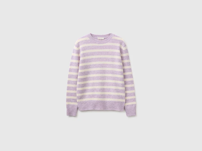 Gestreifter Pullover aus 100 % Shetlandwolle