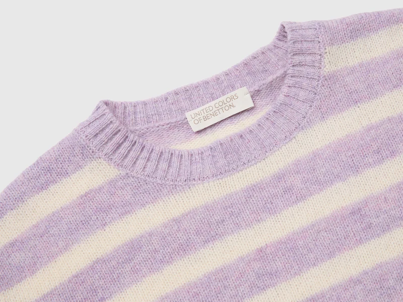 Gestreifter Pullover aus 100 % Shetlandwolle