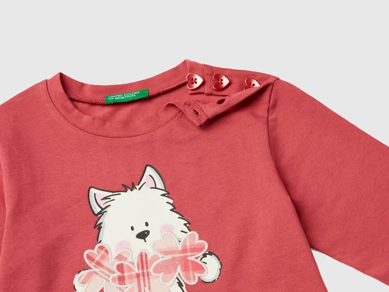 Shirt in Stretch-Baumwolle mit Druck