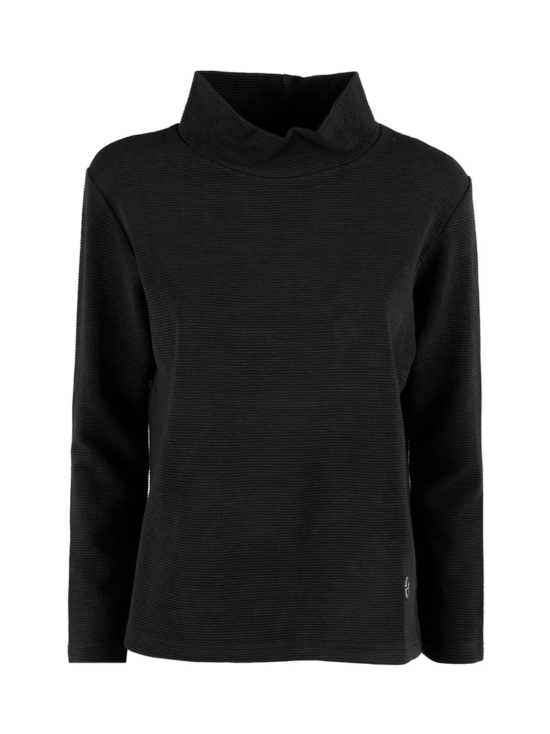 Maglia donna a maniche lunghe accollata - nero