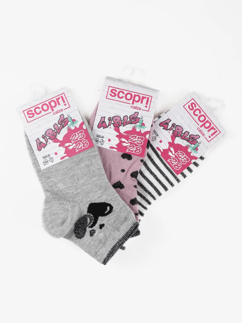 Calze corte da bambina confezione da 3 paia - grigio