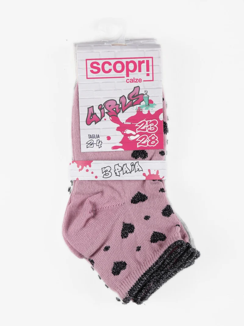 Calze corte da bambina confezione da 3 paia - grigio