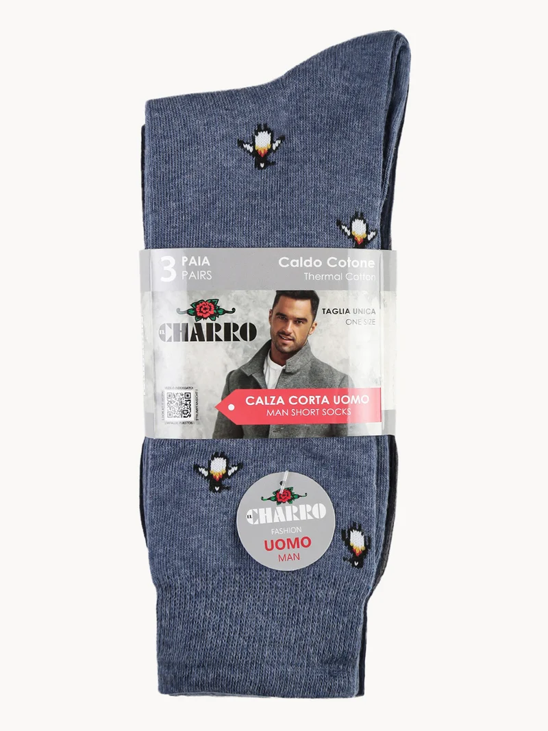 Calza corta da uomo con stampe - nero