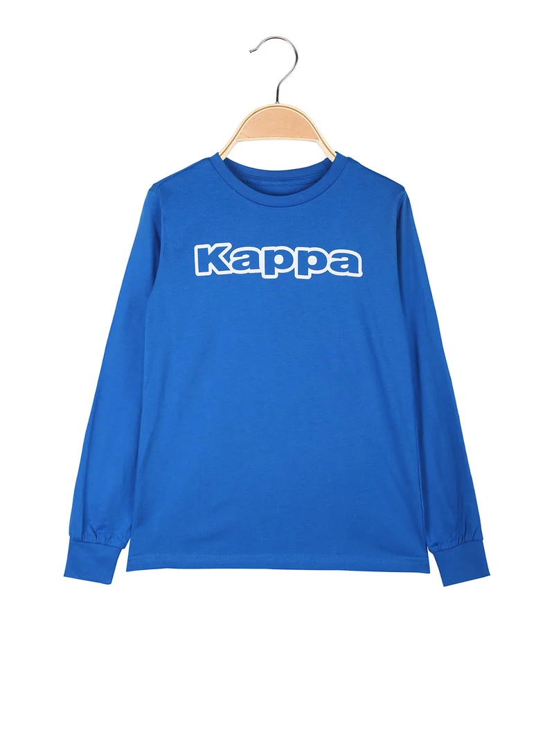 T-shirt girocollo da bambino a maniche lunghe con logo - blu