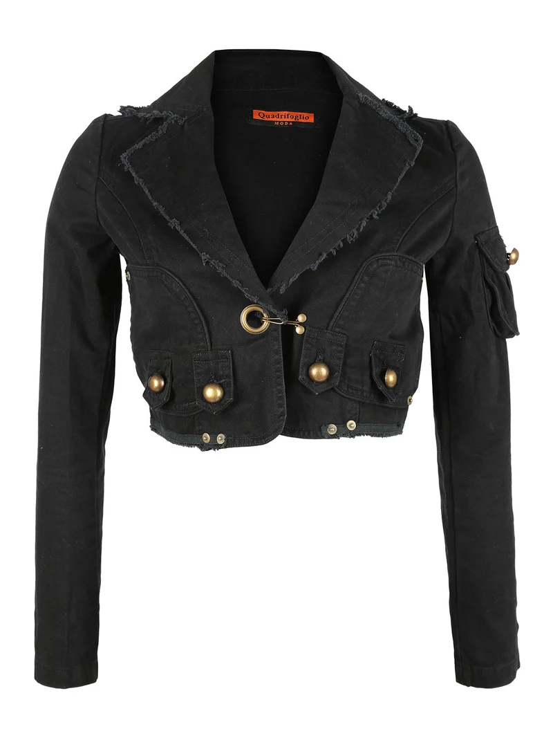 Blazer corto da donna in cotone - nero