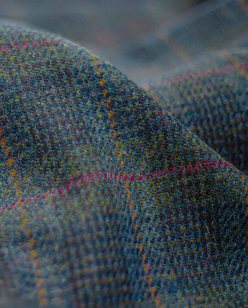 Harris Tweed Mütze "Henry Cap" in multi-blue Tweed