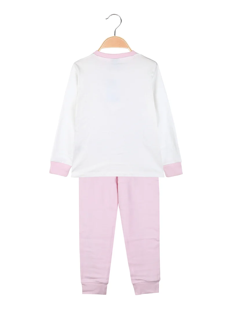 Frozen pigiama lungo da bambina in cotone interlock con stampe - rosa