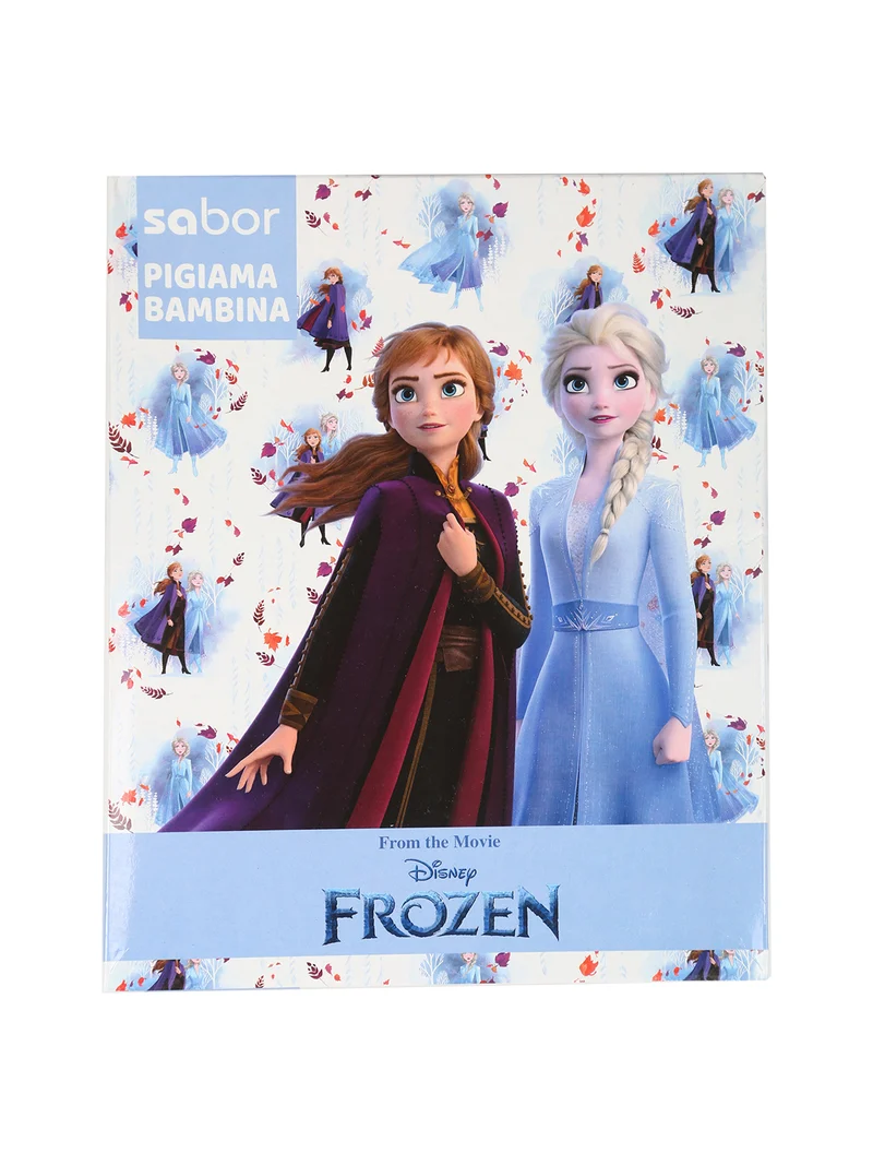 Frozen pigiama lungo da bambina in cotone interlock con stampe - rosa