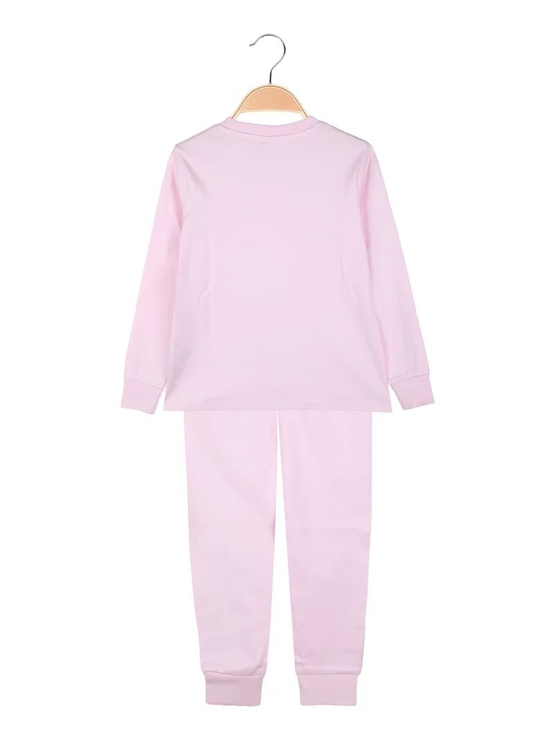 Stitch pigiama lungo da bambina in cotone interlock con stampe - rosa