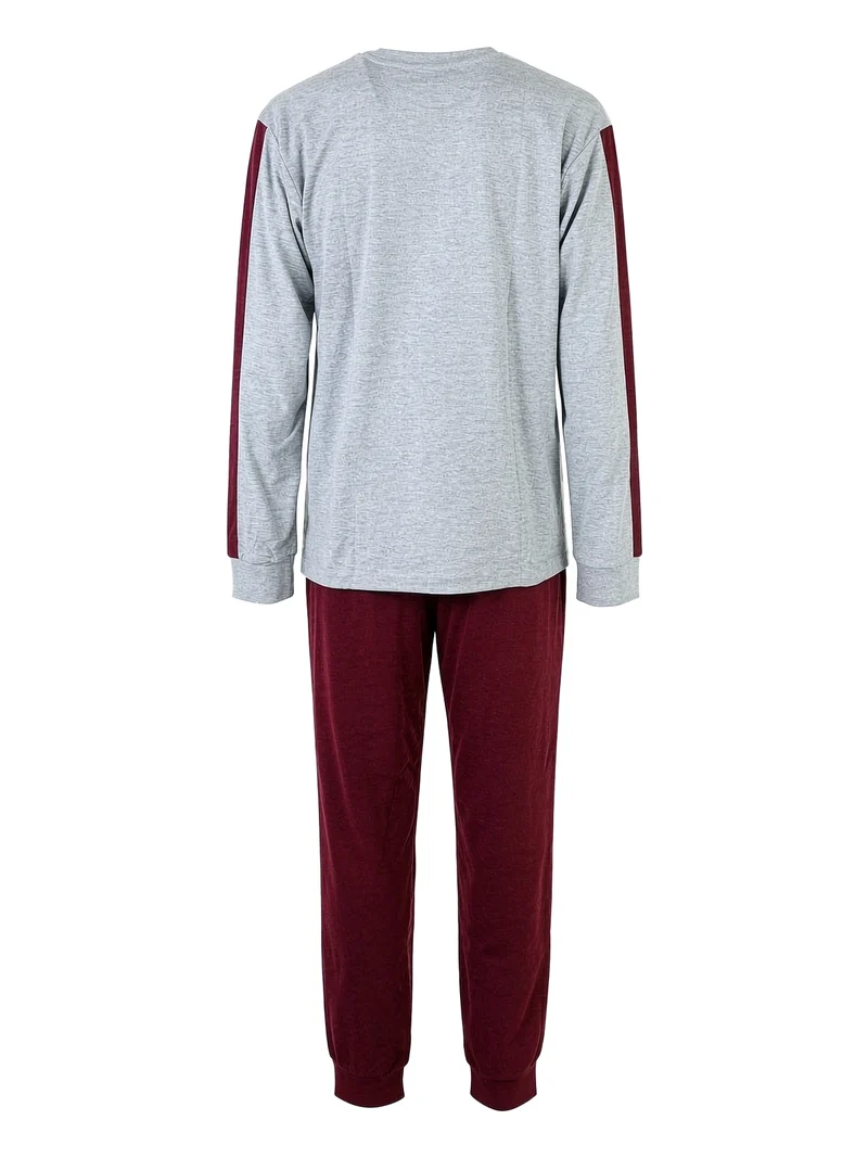 Pigiama lungo da uomo con stampe - grigio