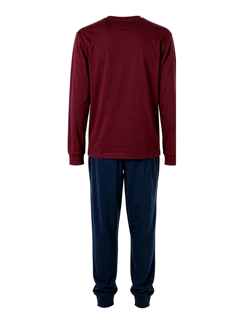 Pigiama lungo da uomo con stampe - bordeaux