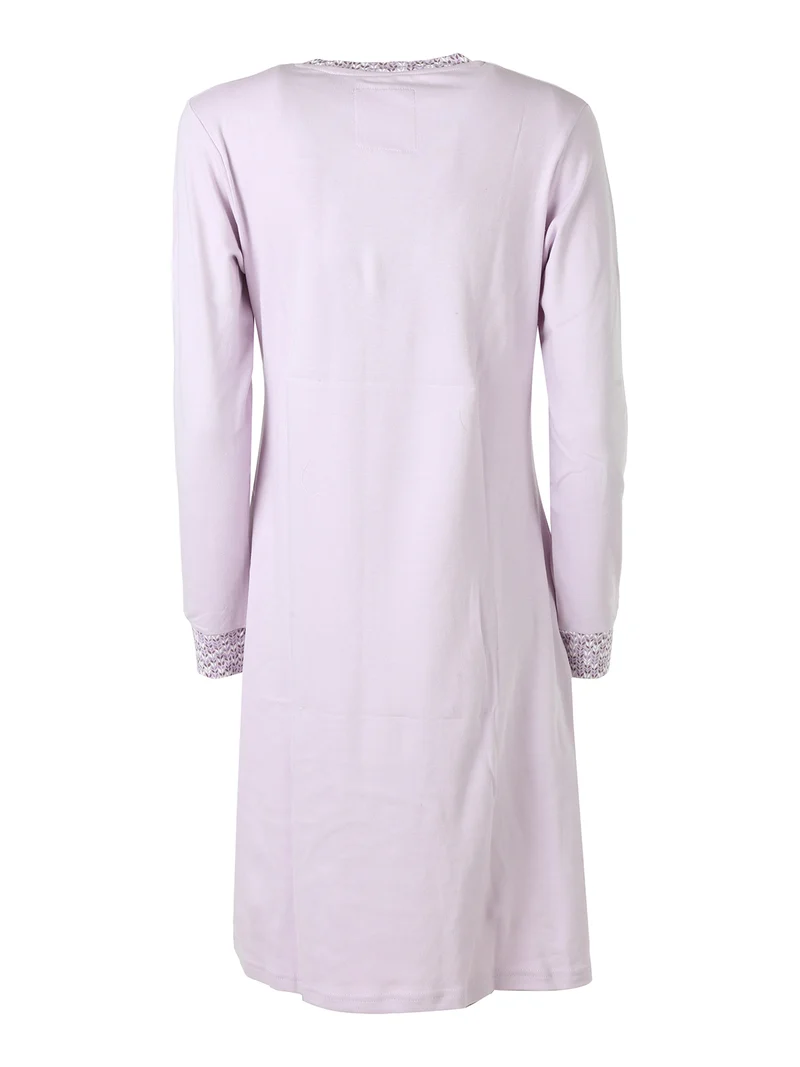 BEANIE Camicia da notte a maniche lunghe da donna in cotone interlock - lilla