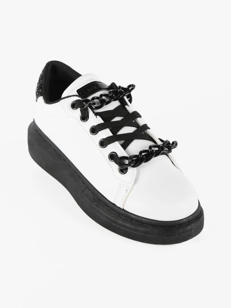 Sneakers donna con catene - bianco