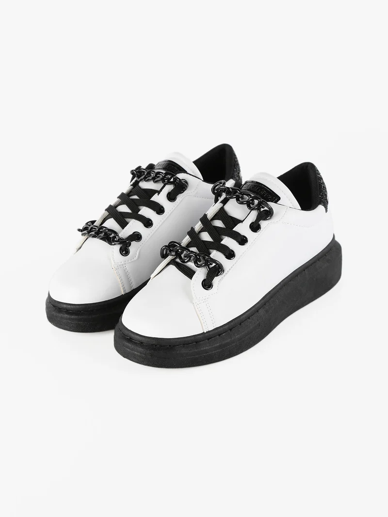 Sneakers donna con catene - bianco