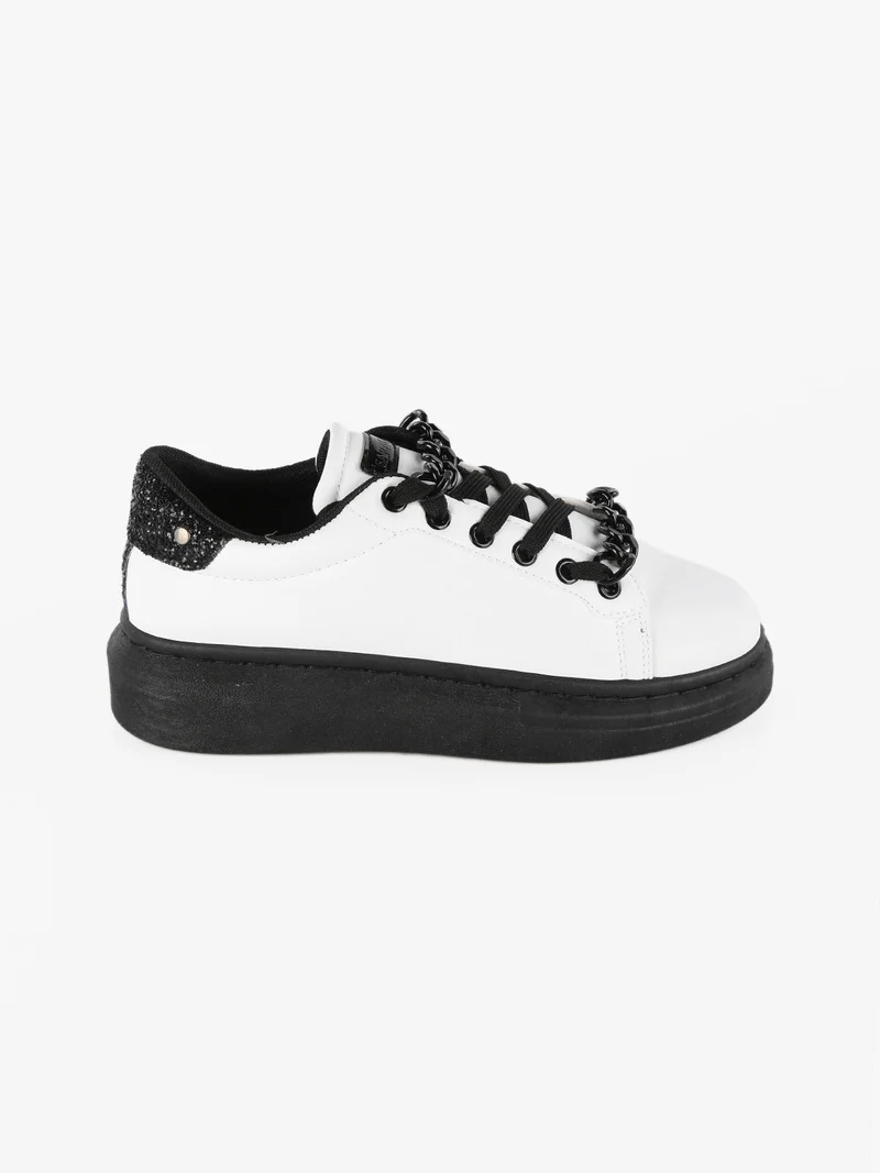 Sneakers donna con catene - bianco