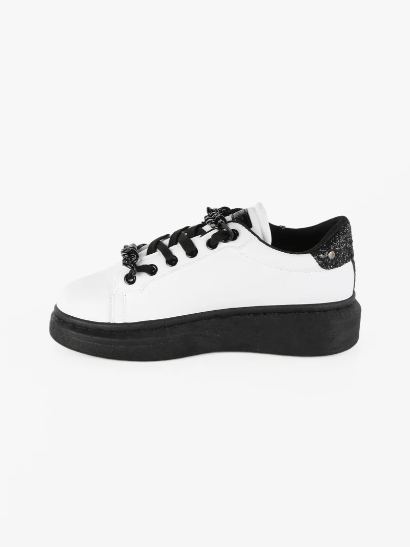 Sneakers donna con catene - bianco