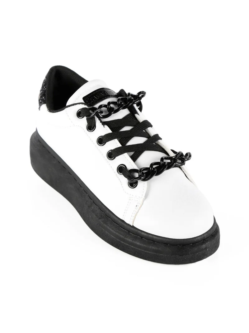 Sneakers donna con catene - bianco