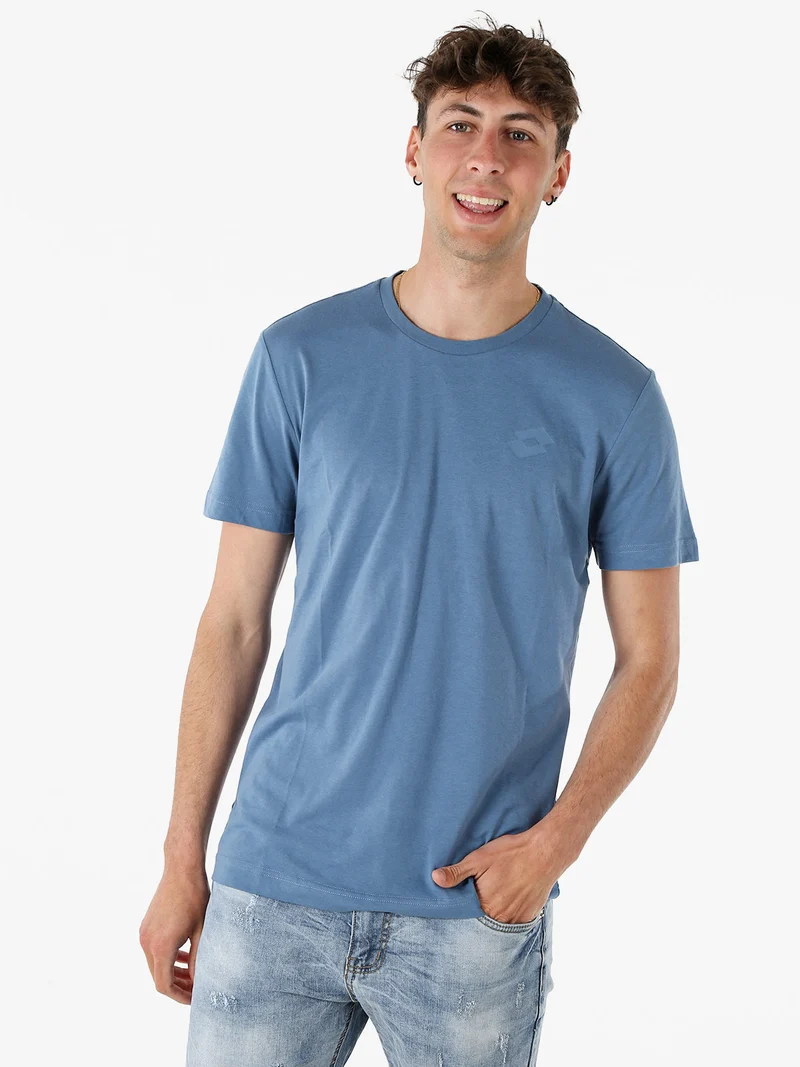 T-shirt girocollo da uomo in misto cotone - bluette