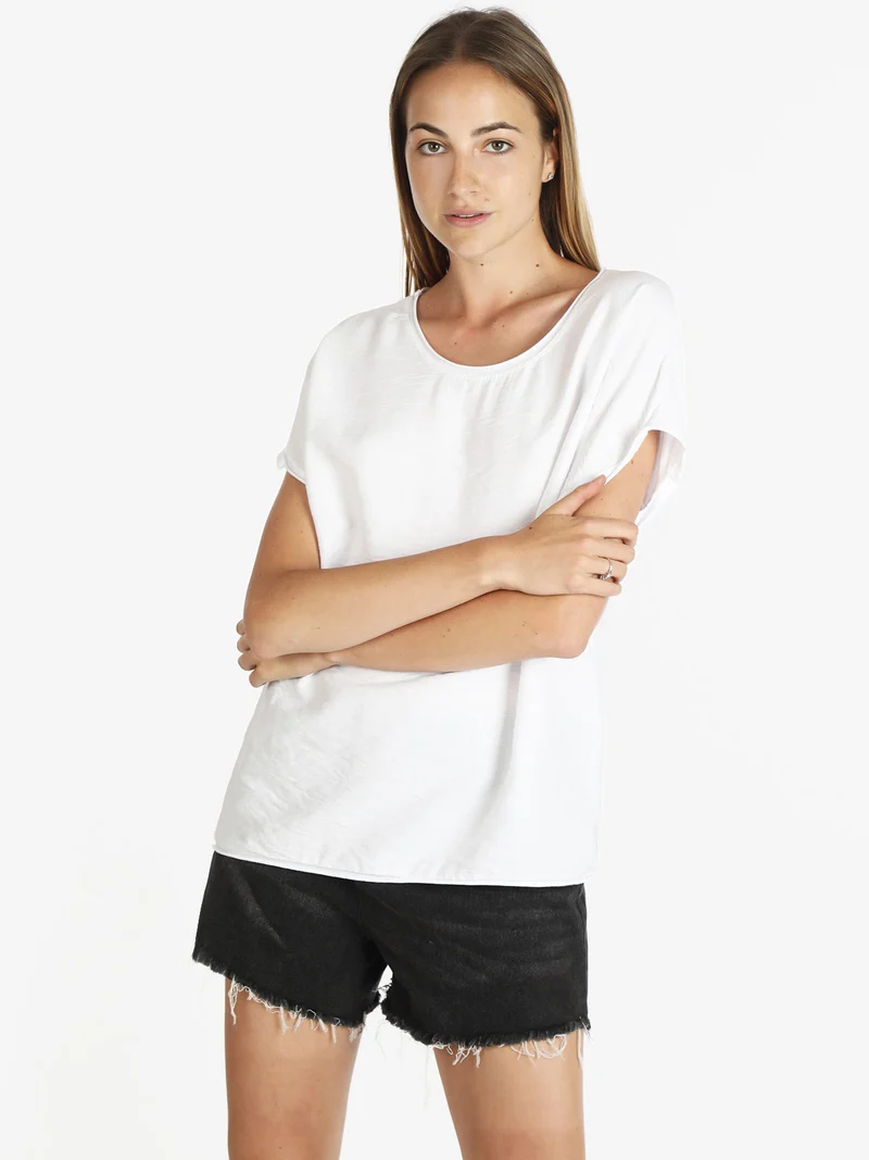 Blusa donna manica corta - bianco
