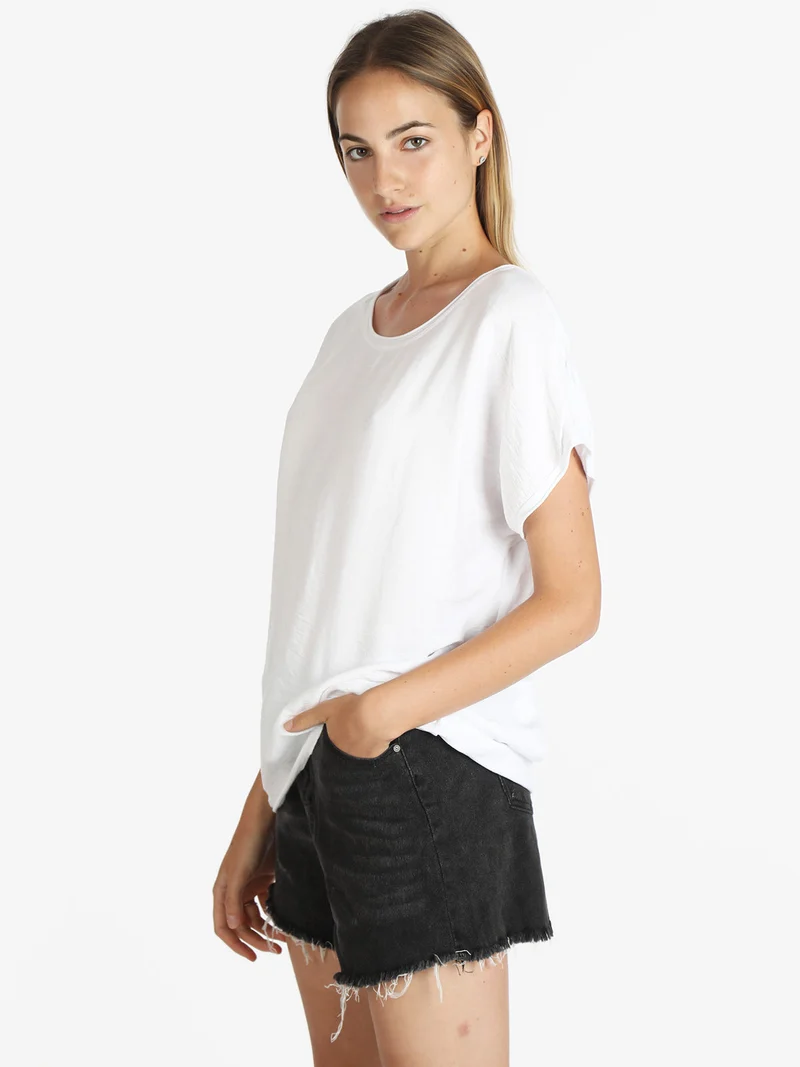 Blusa donna manica corta - bianco