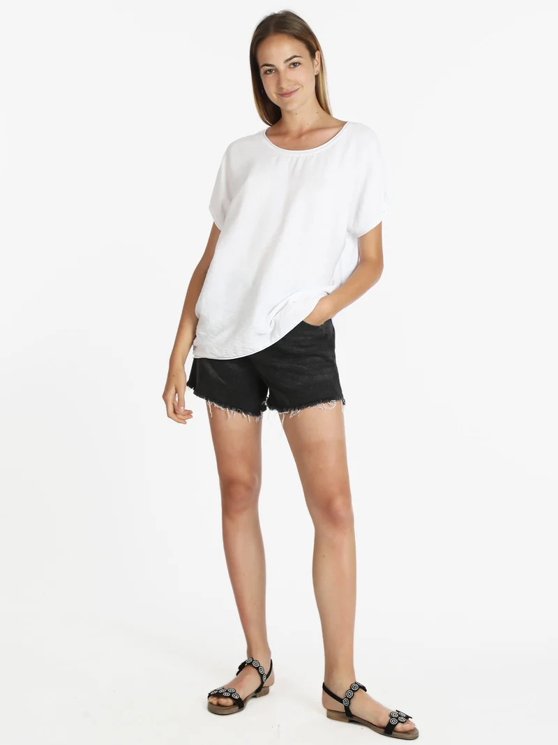 Blusa donna manica corta - bianco