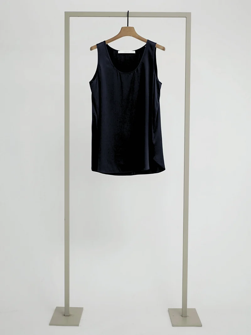Blusentops Rundhals Schwarz