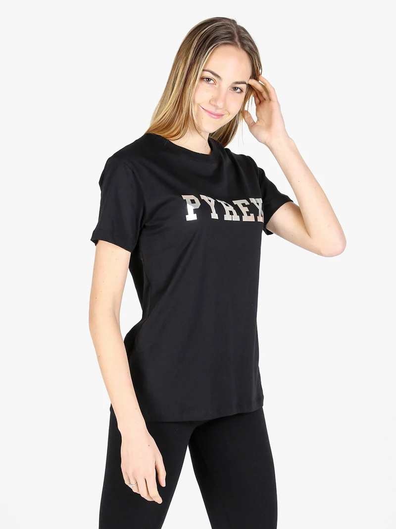 T-shirt donna in cotone con logo - nero