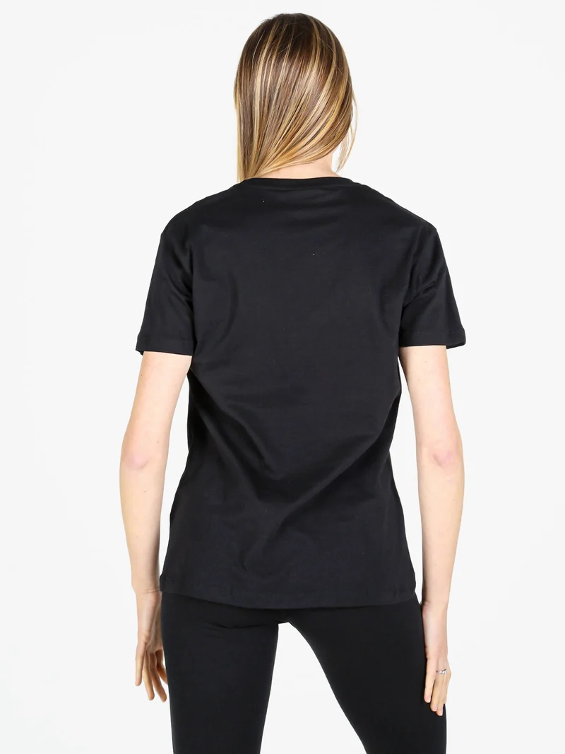 T-shirt donna in cotone con logo - nero