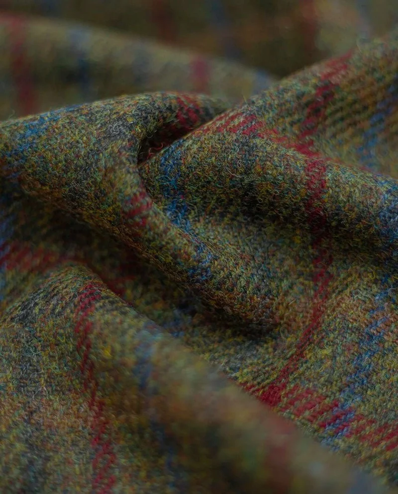 Harris Tweed Mütze "Henry Cap" in red-blue Check