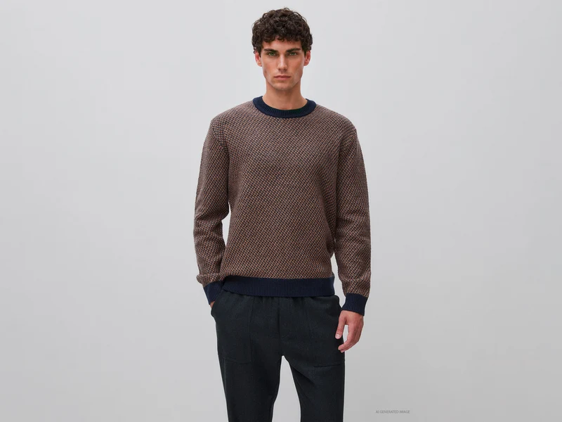 Jacquard-Pullover aus Woll-Baumwoll-Mischgewebe