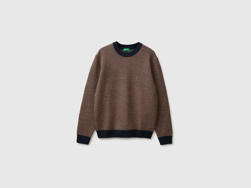 Jacquard-Pullover aus Woll-Baumwoll-Mischgewebe