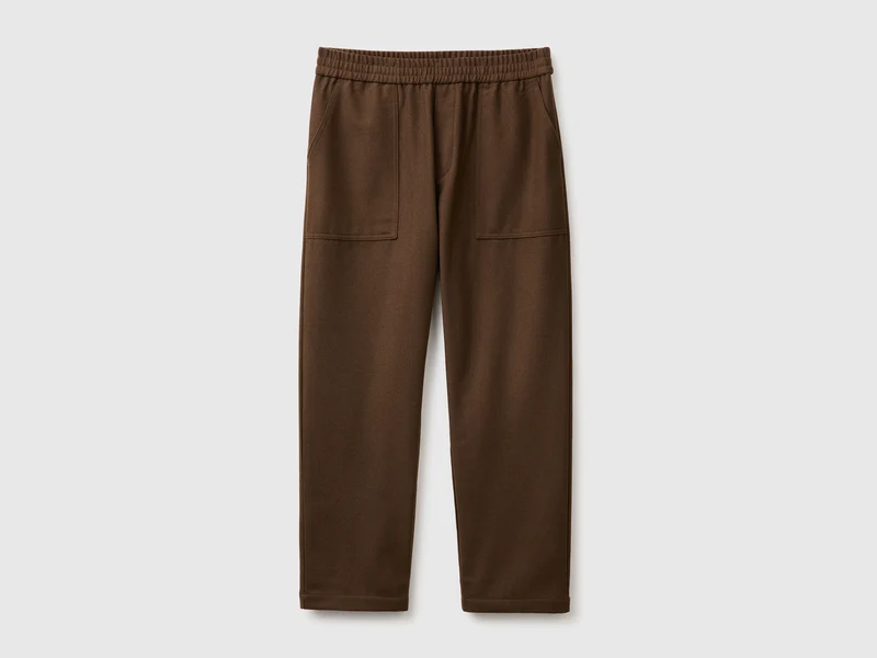 Kurze Jogginghose aus Wollmischung