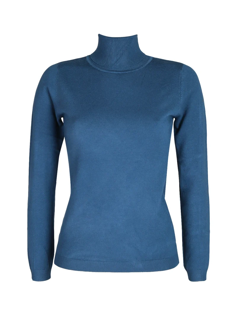 Pullover dolcevita donna in tinta unita - blu