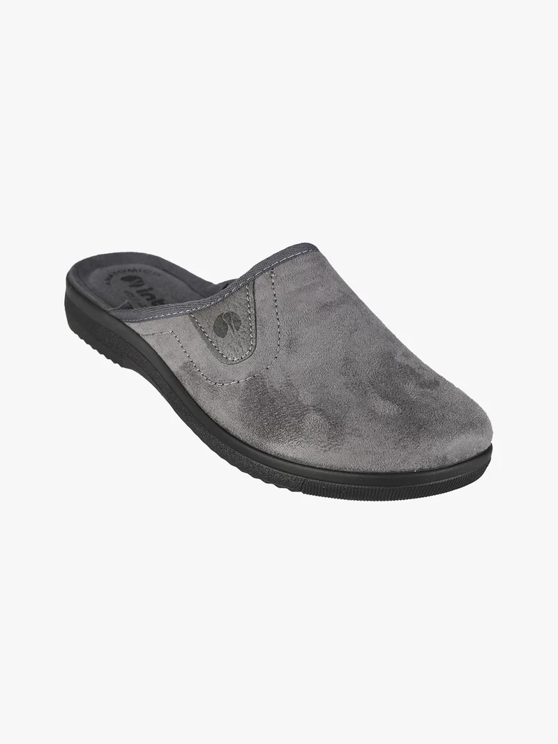 Pantofole da uomo in tessuto scamosciato con logo - grigio