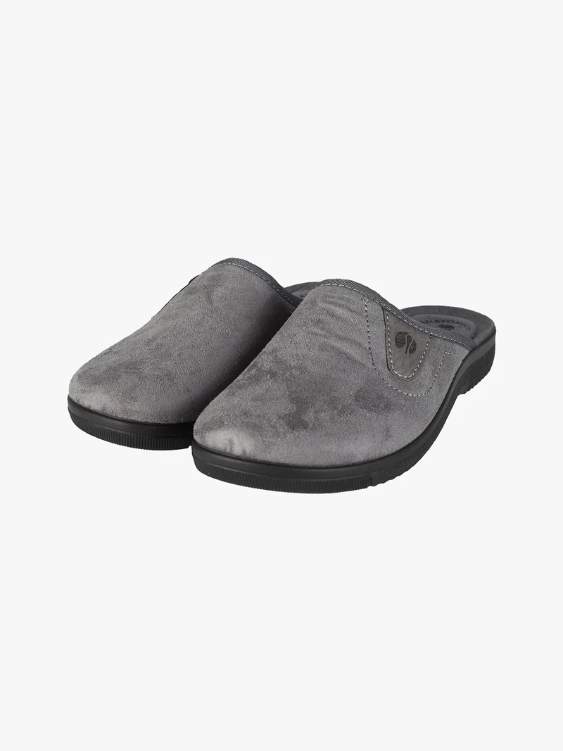 Pantofole da uomo in tessuto scamosciato con logo - grigio