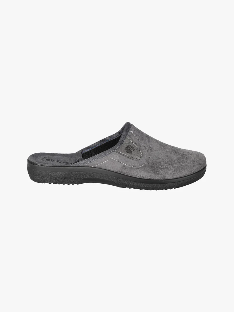 Pantofole da uomo in tessuto scamosciato con logo - grigio
