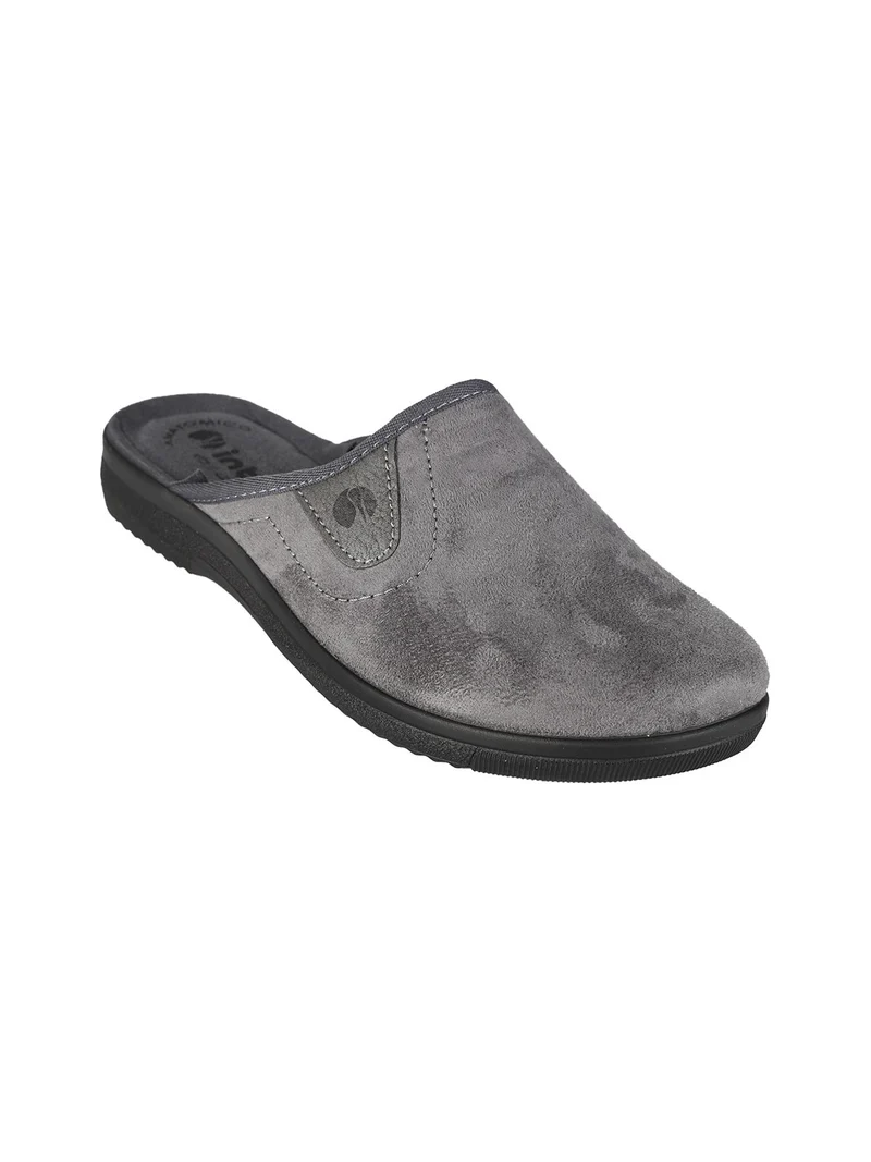 Pantofole da uomo in tessuto scamosciato con logo - grigio