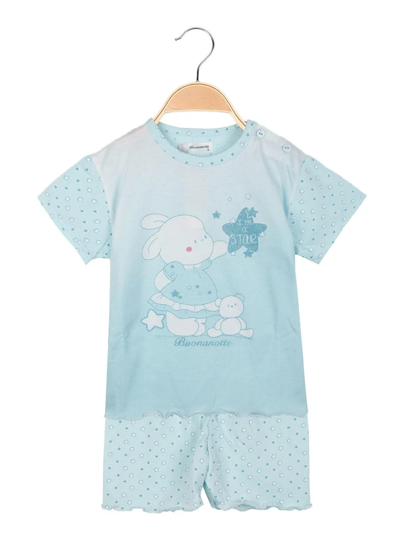 Pigiama corto 2 pezzi bimba - azzurro
